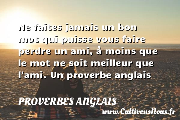 Ne faites jamais un bon mot - Proverbes anglais - Proverbes Amitié