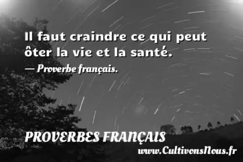 Il faut craindre ce qui peut ôter la vie et la santé. - Proverbe français. PROVERBES FRANÇAIS