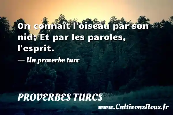 On connaît l’oiseau par son - Proverbes turcs - Proverbes esprit