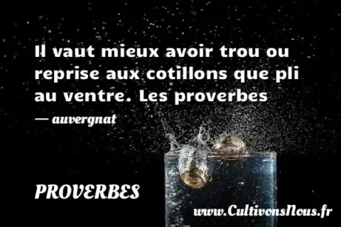 Il vaut mieux avoir trou ou reprise aux cotillons que pli au ventre. Les proverbes - auvergnat PROVERBES