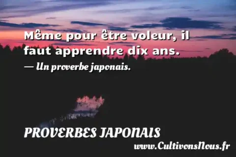 Même pour être voleur, il faut apprendre dix ans. - Un proverbe japonais. PROVERBES JAPONAIS