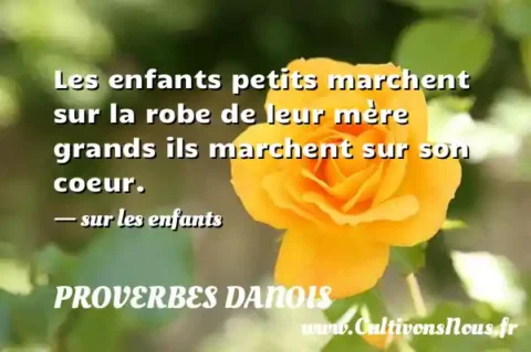 Les enfants petits marchent sur la robe de leur mère grands ils marchent sur son coeur. - sur les enfants PROVERBES DANOIS
