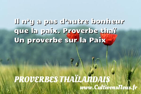 Il n’y a pas d’autre bonheur que - Proverbes thaïlandais - Proverbes paix