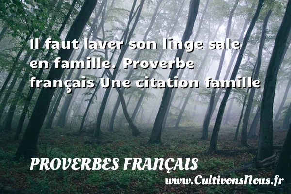 Il faut laver son linge sale en - Proverbes français - Proverbes famille