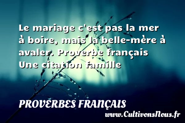 Le mariage c’est pas la mer à - Proverbes français - Proverbes famille