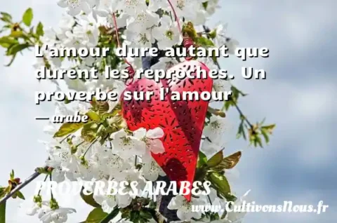 L amour dure autant que durent les reproches. Un proverbe sur l amour - arabe PROVERBES ARABES
