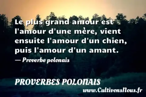 Le plus grand amour est l amour d une mère, vient ensuite l amour d un chien, puis l amour d un amant. - Proverbe polonais PROVERBES POLONAIS