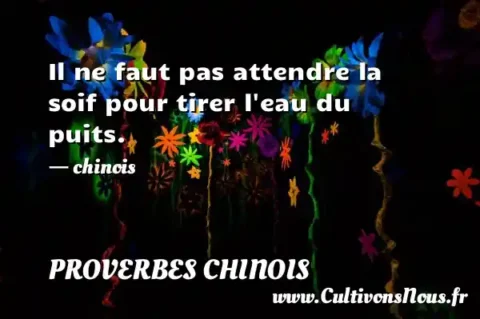 Il ne faut pas attendre la soif pour tirer l eau du puits. - chinois  PROVERBES CHINOIS