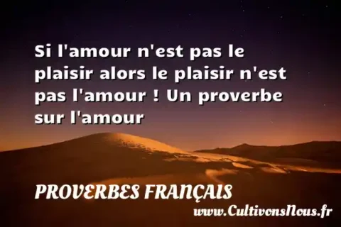 Si l amour n est pas le plaisir alors le plaisir n est pas l amour ! Un proverbe sur l amour PROVERBES FRANÇAIS