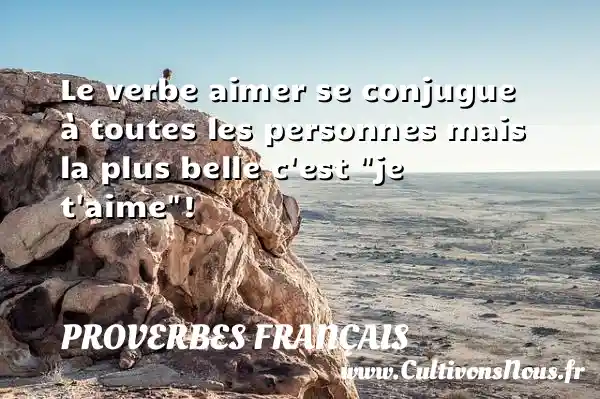 Le verbe aimer se conjugue à toutes les personnes mais la plus belle c est  je t aime ! PROVERBES FRANÇAIS