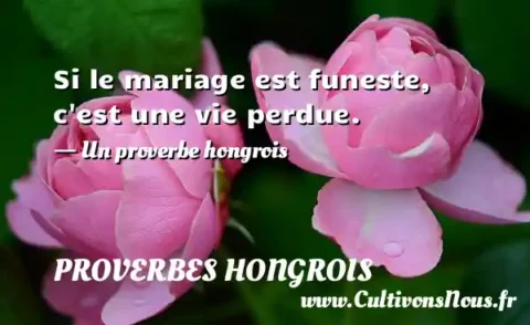 Si le mariage est funeste, c est une vie perdue. - Un proverbe hongrois PROVERBES HONGROIS