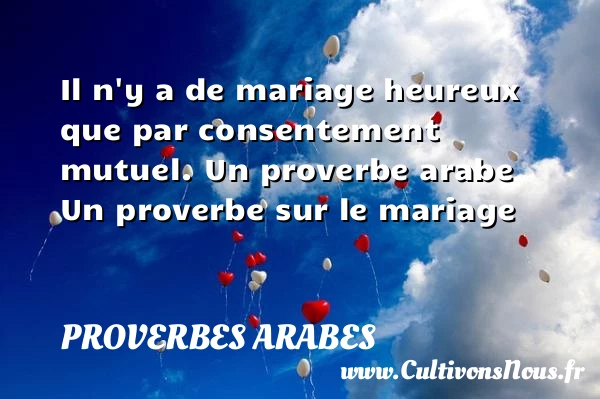 Il n’y a de mariage heureux - Proverbes arabes - Proverbes mariage