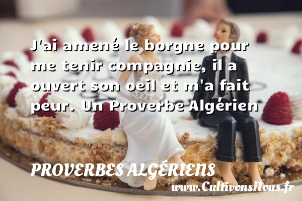 J’ai amené le borgne pour me tenir compagnie, il - Proverbes Algériens - Proverbes philosophiques