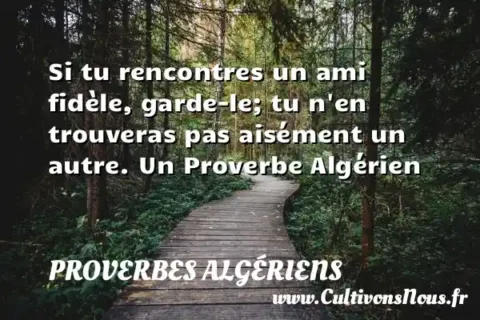 Si tu rencontres un ami fidèle, garde-le; tu n en trouveras pas aisément un autre. Un Proverbe Algérien PROVERBES ALGÉRIENS