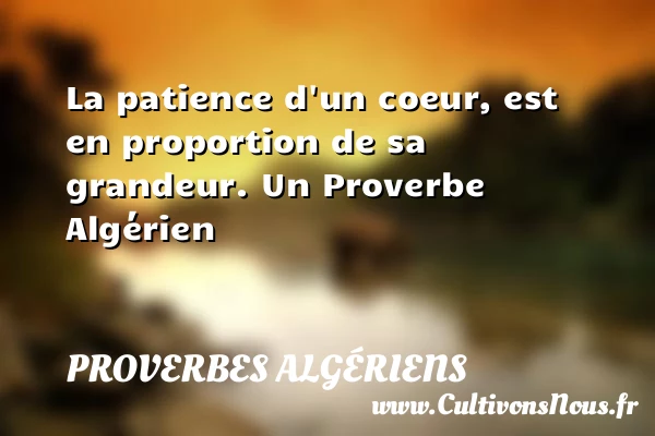 La patience d’un coeur, est en proportion de - Proverbes Algériens - Proverbes fun - Proverbes patience