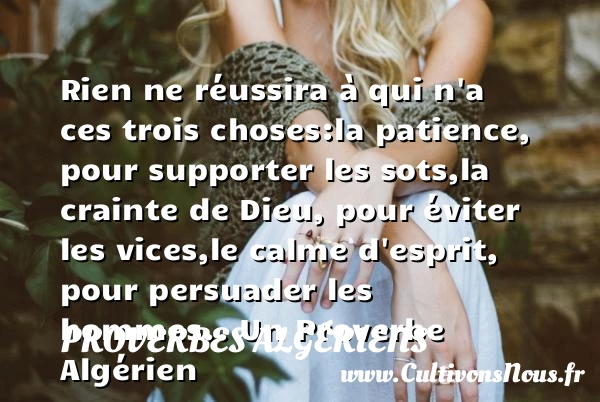 Rien ne réussira à qui n’a ces - Proverbes Algériens - Proverbes patience - Proverbes philosophiques