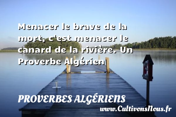 Menacer le brave de la mort, c’est menacer le - Proverbes Algériens