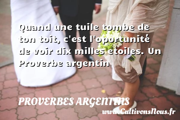 Quand une tuile tombe de ton toit, c’est l’oportunité de voir dix milles - Proverbes argentins