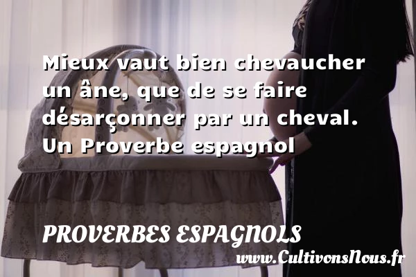Mieux vaut bien chevaucher un âne, que de se faire désarçonner par - Proverbes espagnols - Proverbes philosophiques