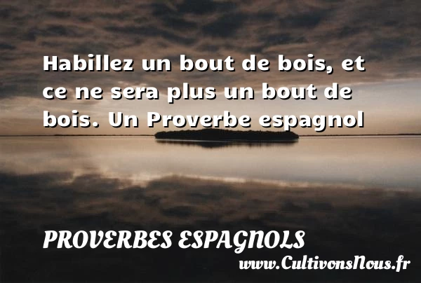 Habillez un bout de bois, et ce ne sera plus un bout de - Proverbes espagnols - Proverbe bois