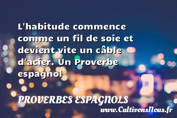 L’habitude commence comme un fil de soie et devient vite - Proverbes espagnols