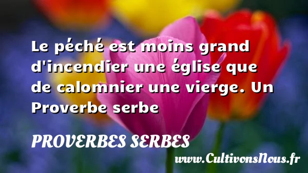 Le péché est moins grand d’incendier une église que de - Proverbes serbes - Proverbes fun - Proverbes philosophiques