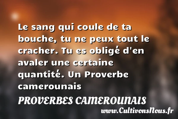 Le sang qui coule de ta bouche, tu ne peux tout - Proverbes camerounais - Proverbes philosophiques
