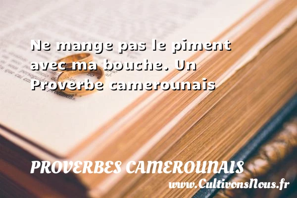 Ne mange pas le piment avec ma bouche. - Proverbes camerounais - Proverbes philosophiques