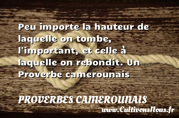Peu importe la hauteur de laquelle on tombe, l’important, et celle à laquelle - Proverbes camerounais