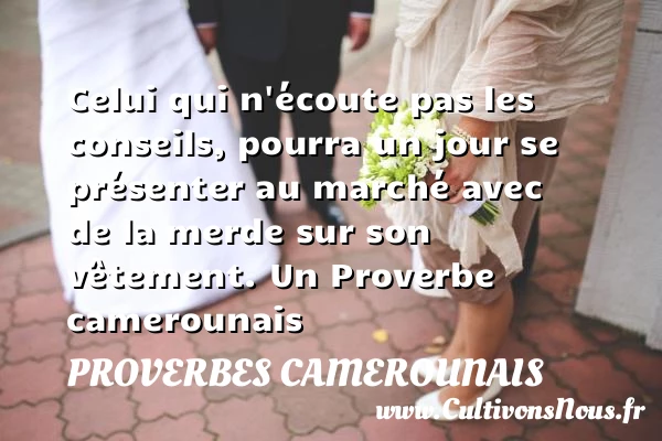 Celui qui n’écoute pas les conseils, pourra un jour - Proverbes camerounais - Proverbe conseil