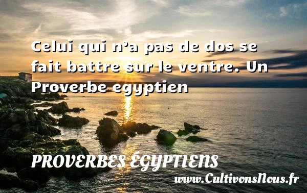 Celui qui n’a pas de dos se fait - Proverbes égyptiens