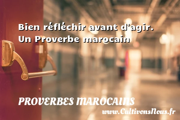 Bien réfléchir avant d’agir. - Proverbes marocains - Proverbes agir