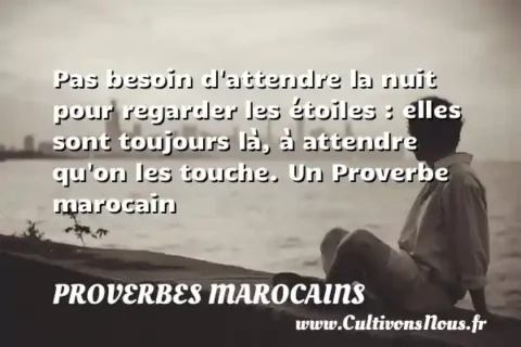 Pas besoin d attendre la nuit pour regarder les étoiles : elles sont toujours là, à attendre qu on les touche. Un Proverbe marocain PROVERBES MAROCAINS