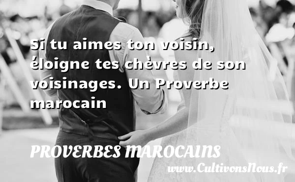 Si tu aimes ton voisin, éloigne tes chèvres de - Proverbes marocains - Proverbes philosophiques