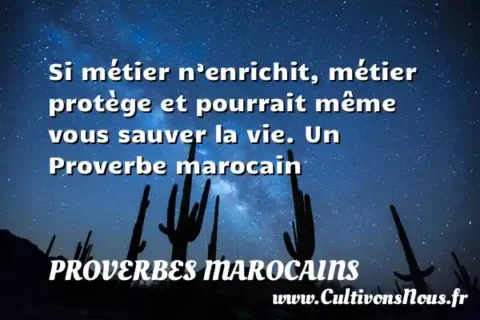 Si métier n’enrichit, métier protège et pourrait même vous sauver la vie. Un Proverbe marocain PROVERBES MAROCAINS