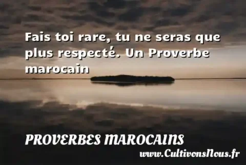 Fais toi rare, tu ne seras que plus respecté. Un Proverbe marocain PROVERBES MAROCAINS