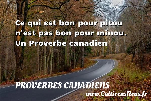 Ce qui est bon pour pitou n’est pas bon - Proverbes canadiens - Proverbes philosophiques