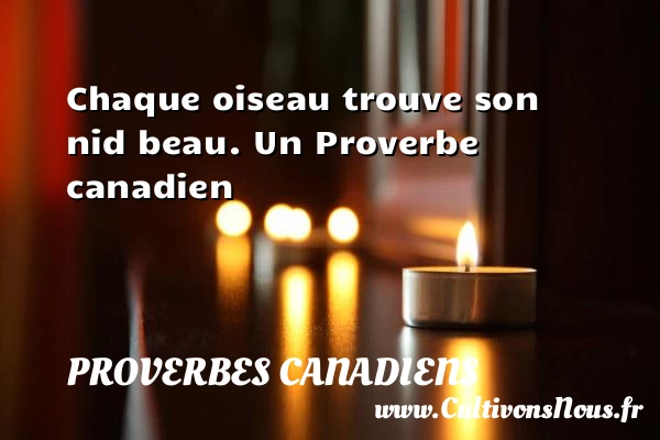 Chaque oiseau trouve son nid beau. - Proverbes canadiens - Proverbes philosophiques