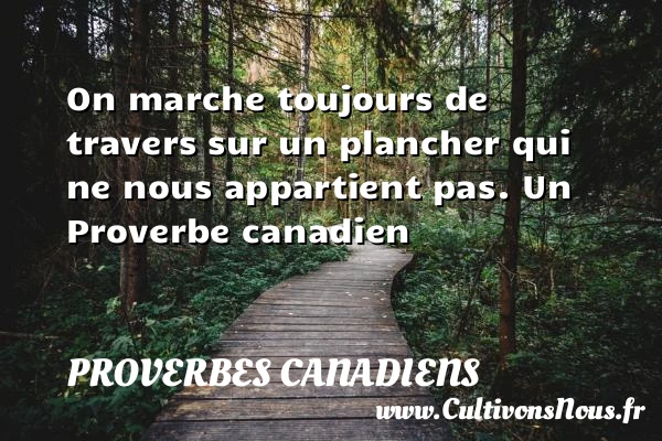 On marche toujours de travers sur un plancher - Proverbes canadiens - Proverbes philosophiques