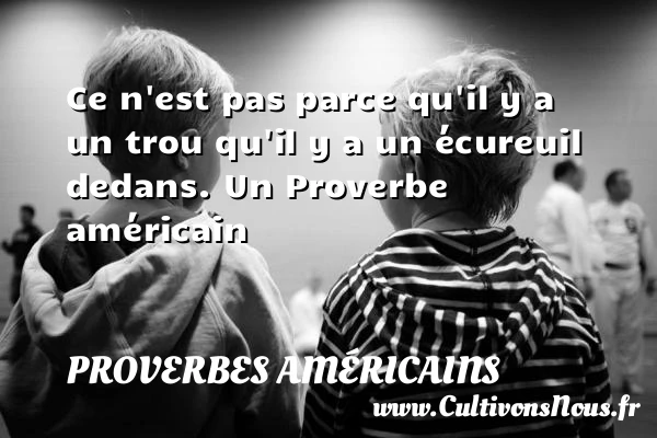 Ce n’est pas parce qu’il y a un trou qu’il y - Proverbes américains - Proverbes philosophiques
