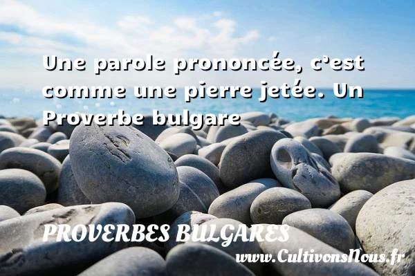Une parole prononcée, c’est comme une pierre jetée. - Proverbes bulgares - Proverbes philosophiques