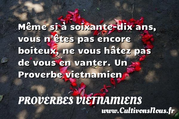Même si à soixante-dix ans, vous n’êtes pas encore - Proverbes vietnamiens - Proverbes Drôles - Proverbes philosophiques
