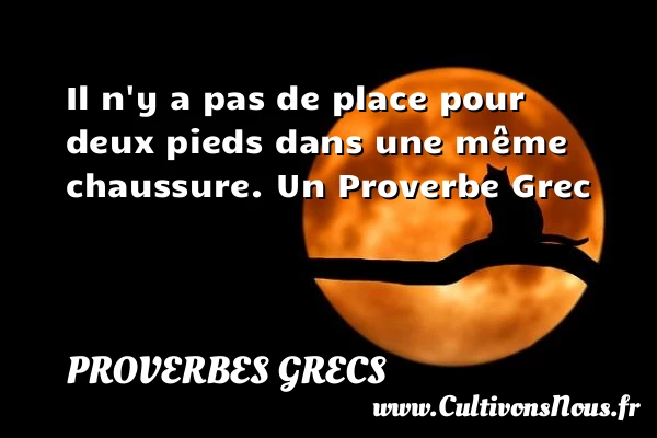 Il n’y a pas de place pour deux pieds dans une - Proverbes grecs - Proverbes philosophiques