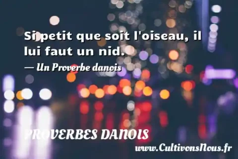 Si petit que soit l oiseau, il lui faut un nid. - Un Proverbe danois PROVERBES DANOIS