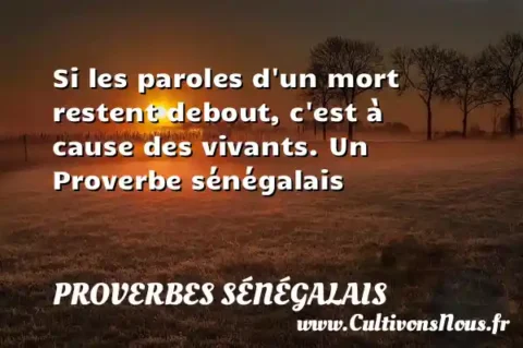 Si les paroles d un mort restent debout, c est à cause des vivants. Un Proverbe sénégalais PROVERBES SÉNÉGALAIS