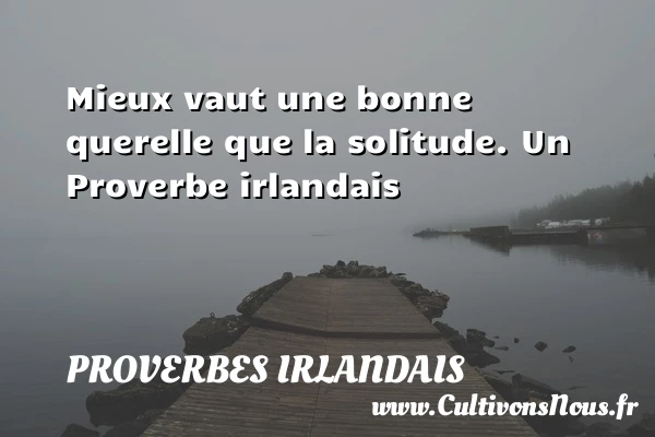 Mieux vaut une bonne querelle que la solitude. - Proverbes irlandais - Proverbe solitude