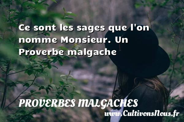 Ce sont les sages que l’on nomme Monsieur. - Proverbes malgaches - Proverbes philosophiques