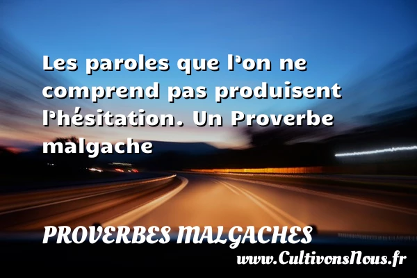 Les paroles que l’on ne comprend pas produisent - Proverbes malgaches - Proverbes philosophiques