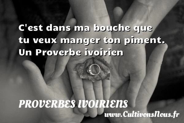 C’est dans ma bouche que tu veux manger - Proverbes ivoiriens - Proverbes philosophiques