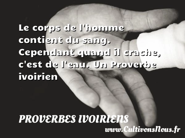 Le corps de l’homme contient du sang. Cependant quand il crache, c’est de - Proverbes ivoiriens - Proverbes philosophiques